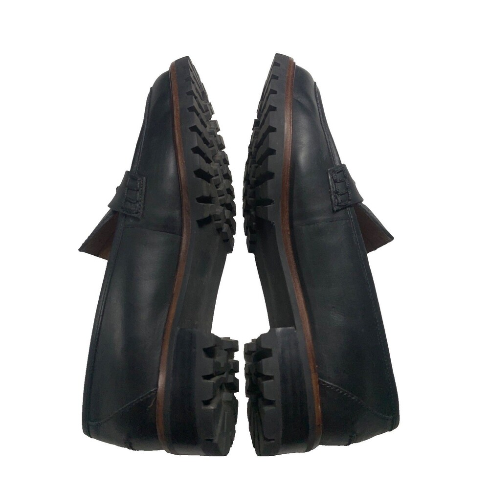 Madewell The Corinne Lugsole Loafer Black Leather Womens 9.5 Shoes Chunky Flats - Picture 6 of 9